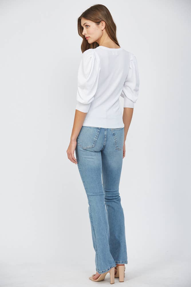 Puff Sleeve V Neck Sweater