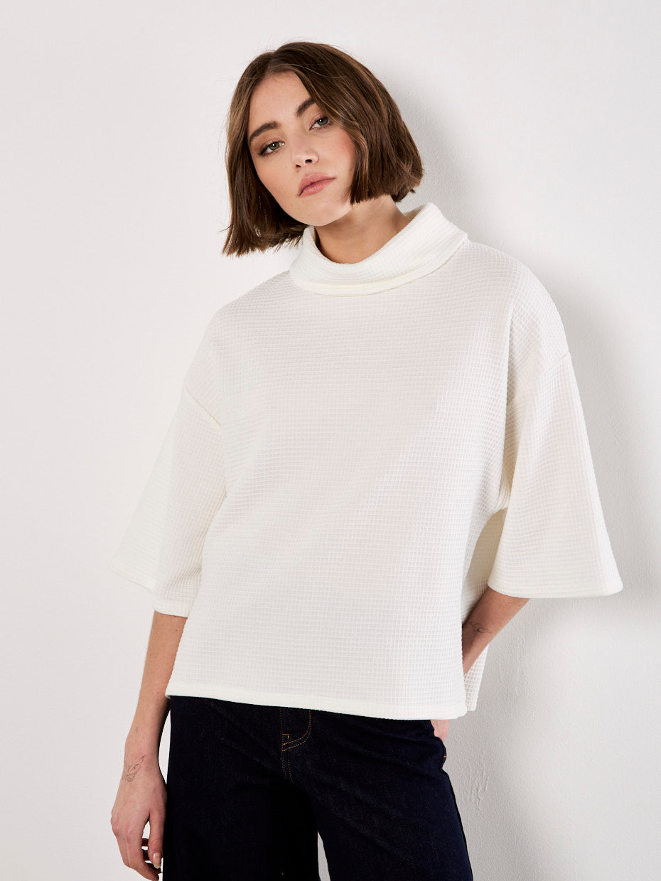 Waffle Cowl Neck Shirt