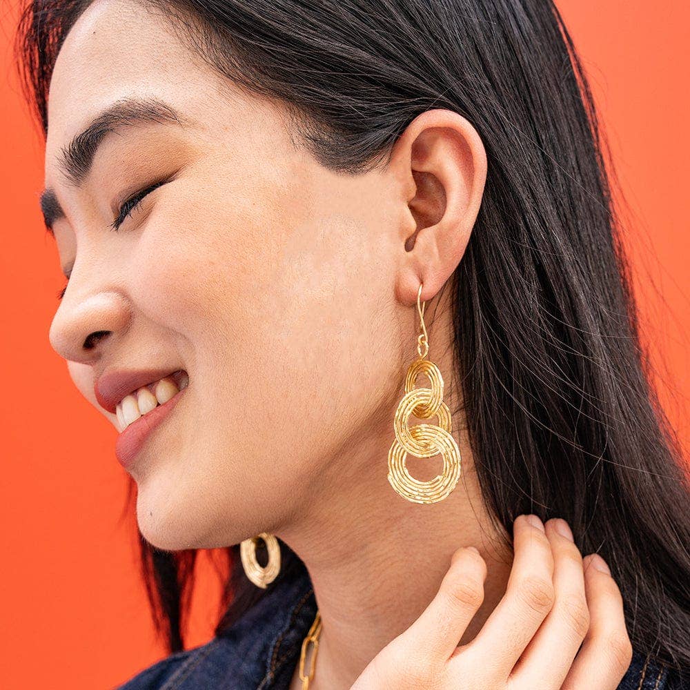 Sloane Spiral Interlinking Circles Drop Earrings