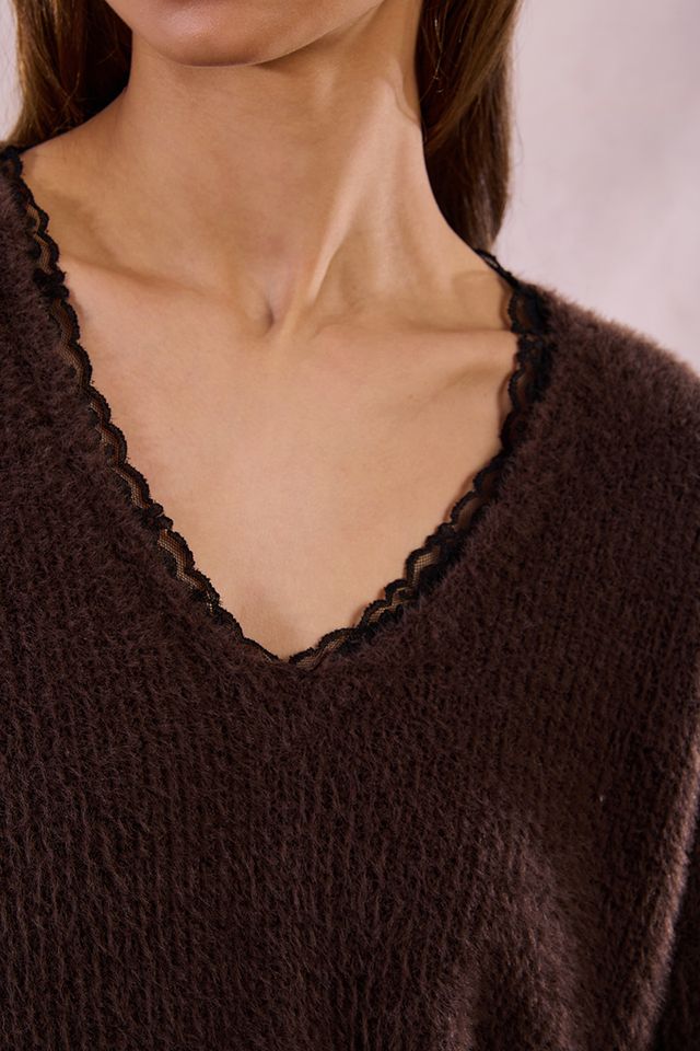 Chocolate V Neck Sweater