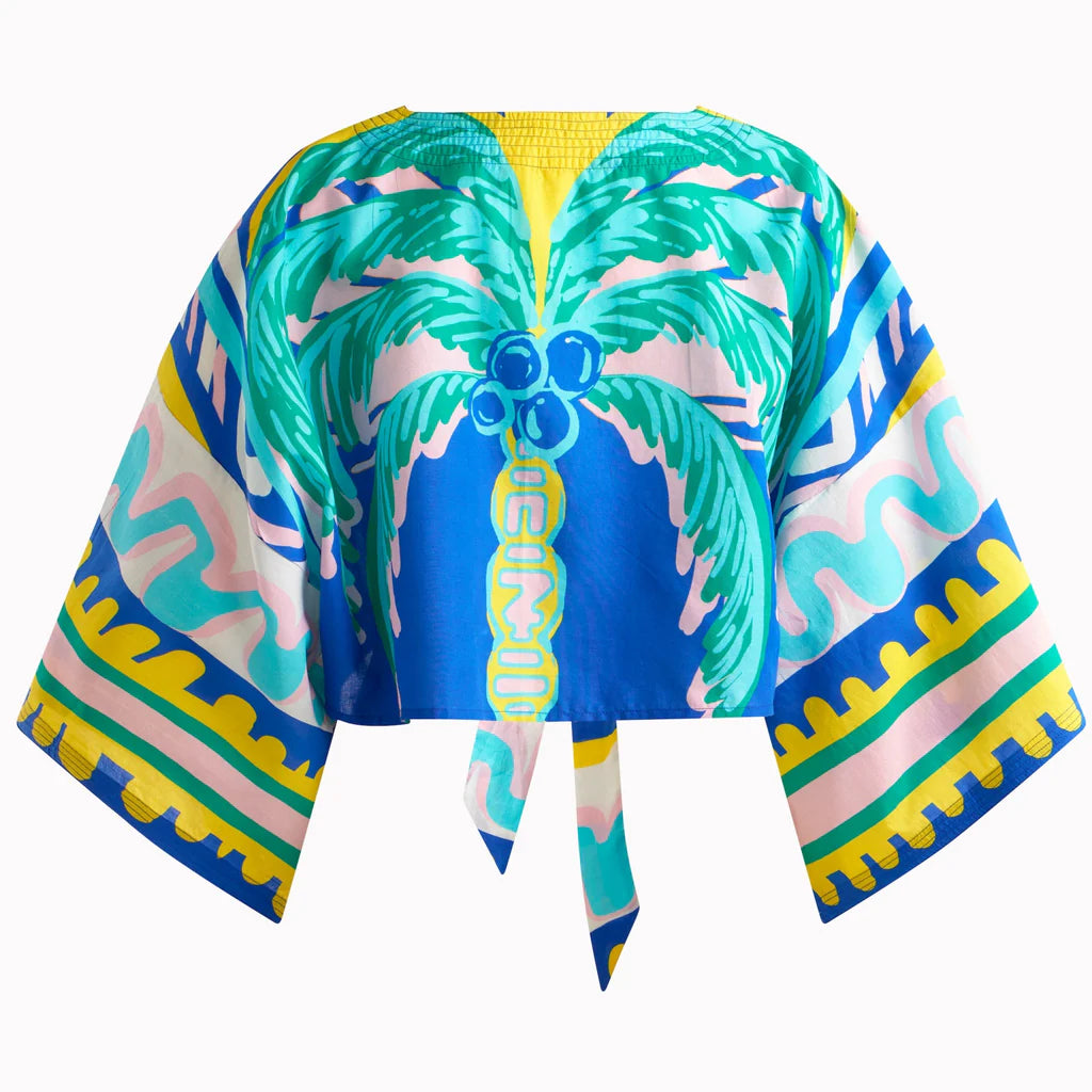 Tie Front Palm Kimono Top