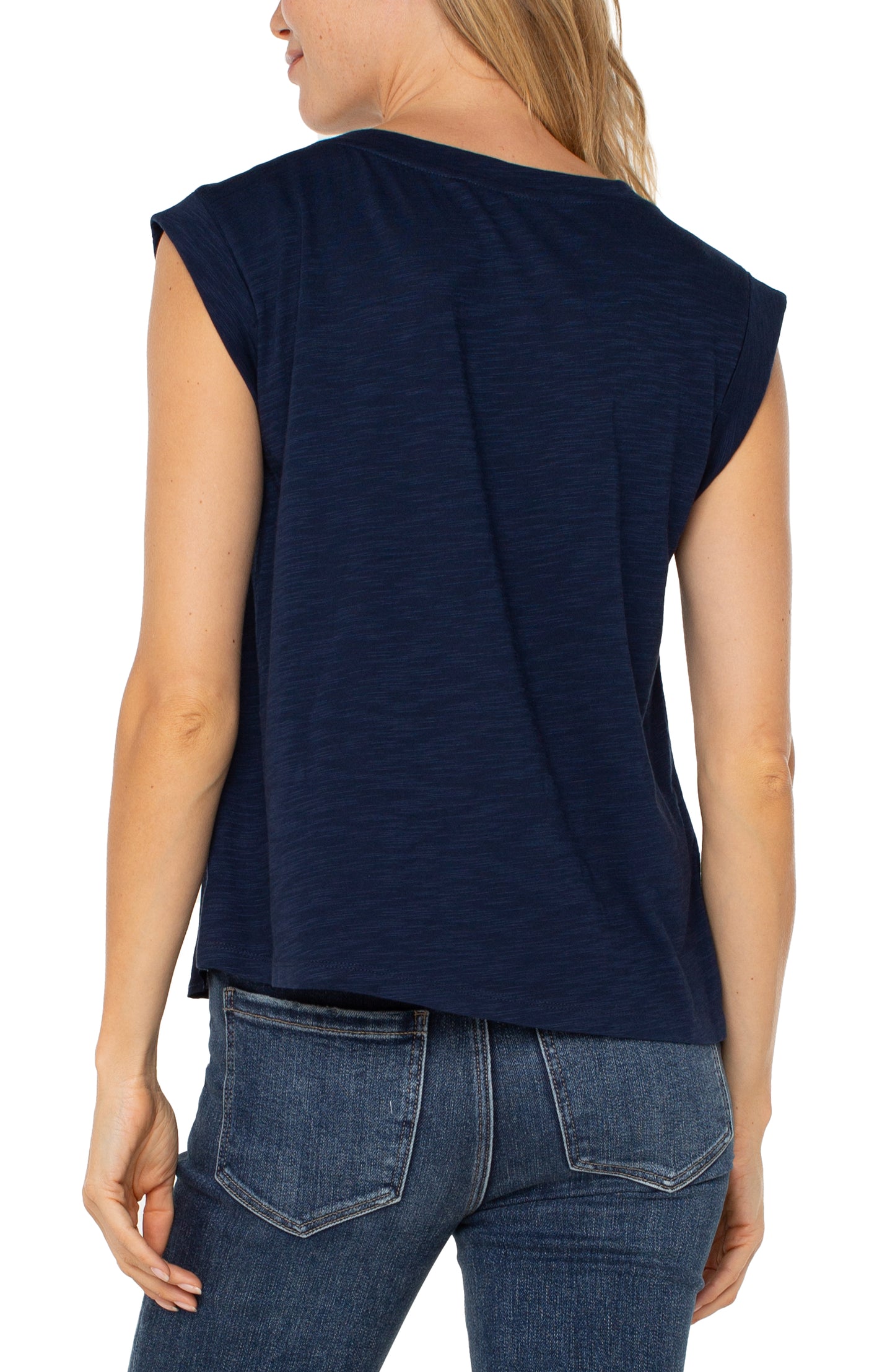 Navy Sleeveless Knit Top