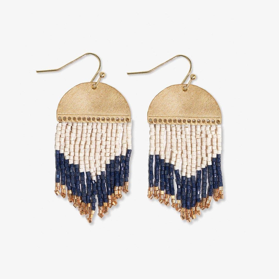 Claudia Curved Short Beaded Fringe Earrings