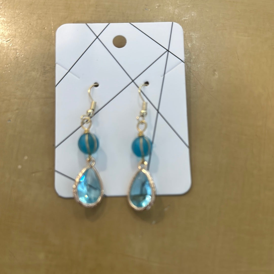 Aqua Sea Glass Earrings
