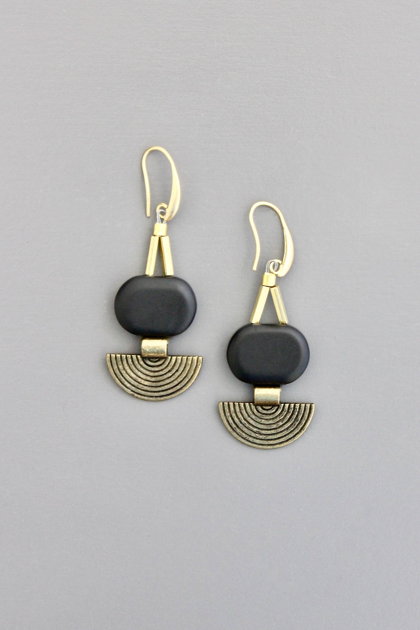 Kara black agate geometric earrings