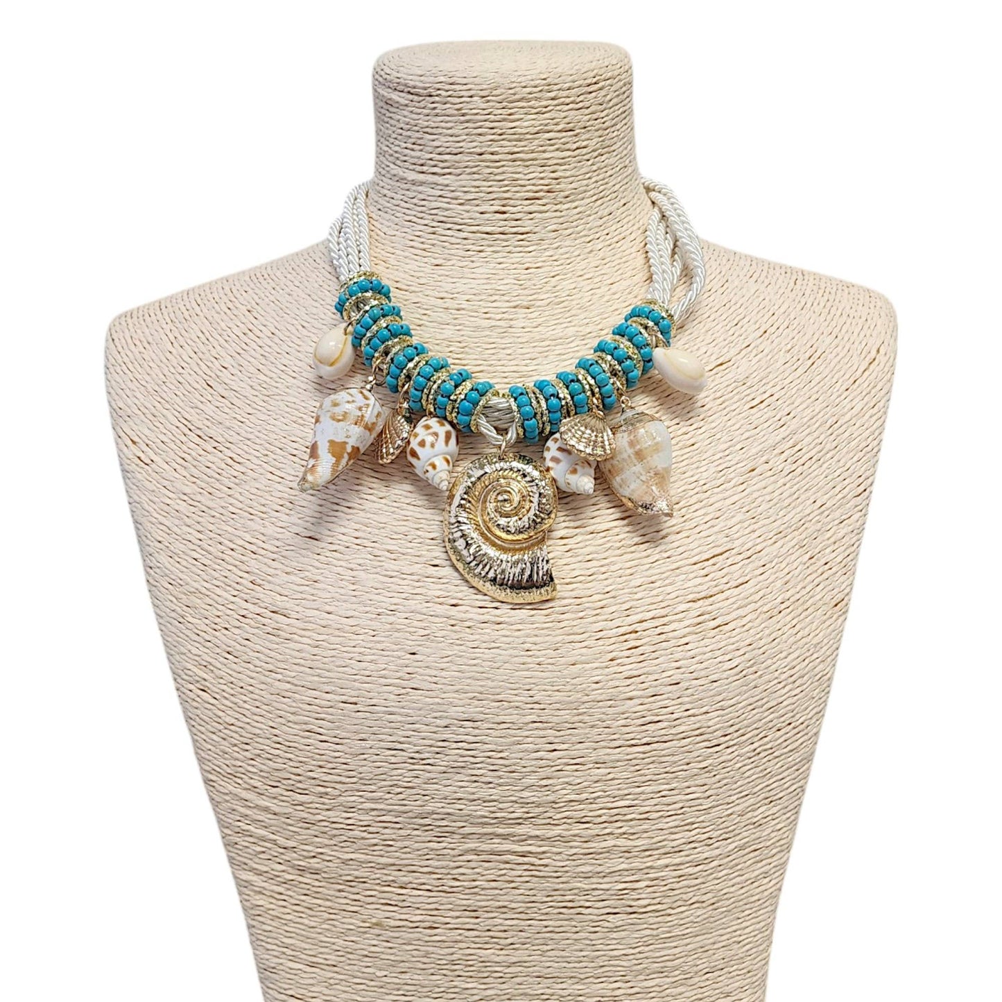 Rope and Turquoise Shell Necklace
