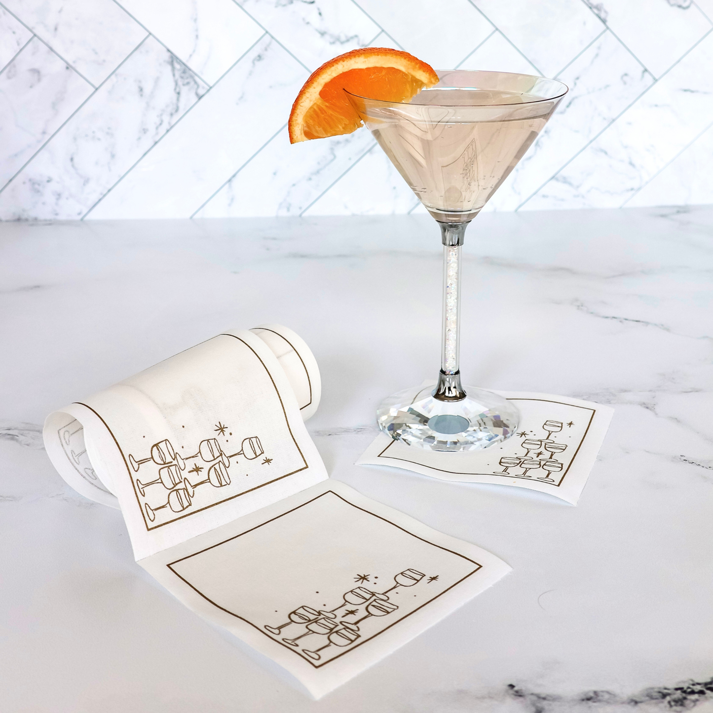 Golden Bubbles Cotton Cocktail Napkins
