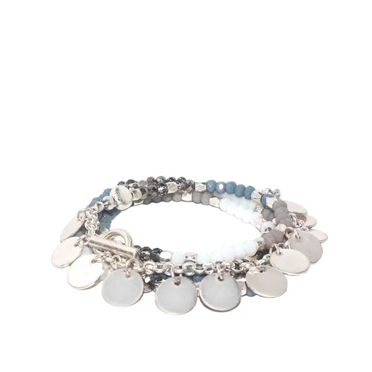 Toggle beaded disc wrap bracelet