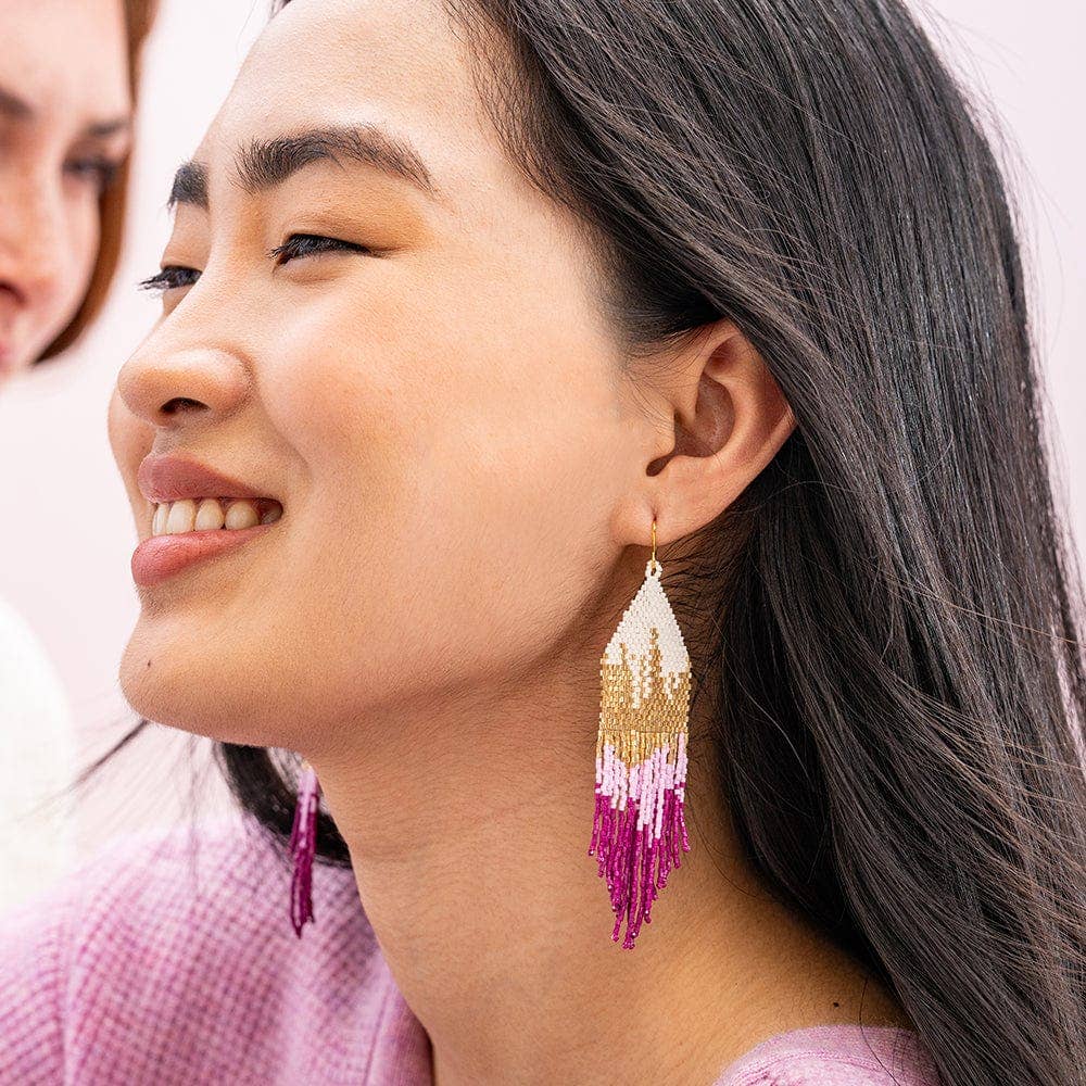 Claire Ombre Beaded Fringe Earrings