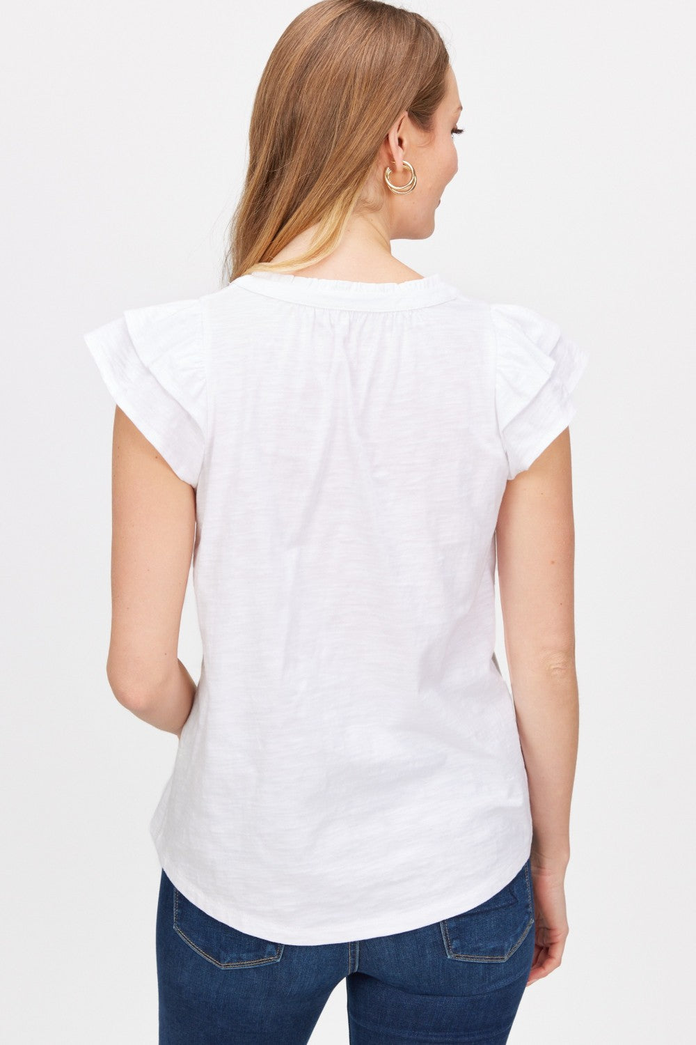 Cotton Slub Flutter Sleeve Tee