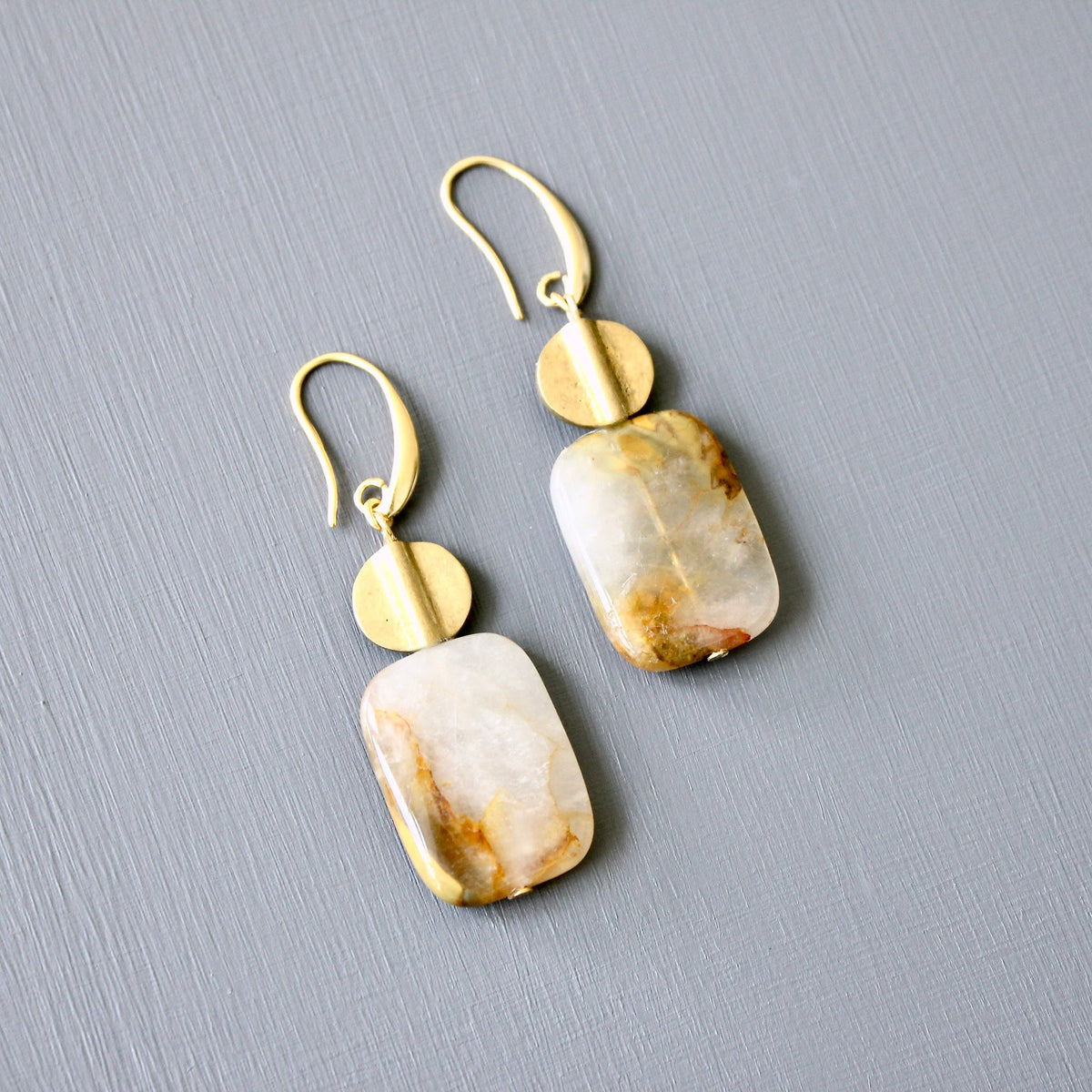 Agate and Brass Earrings