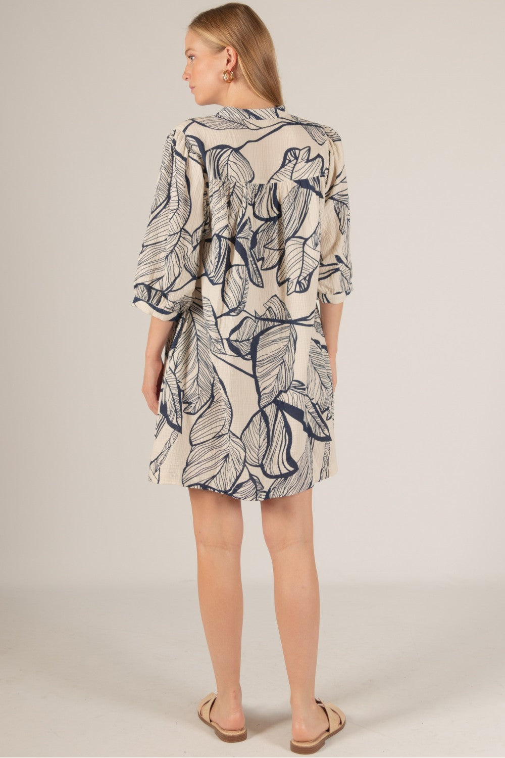 Leaf Print Gauze Dress