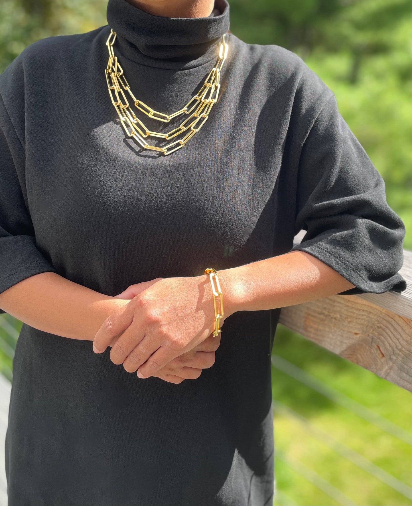 Layered paperclip chain necklace