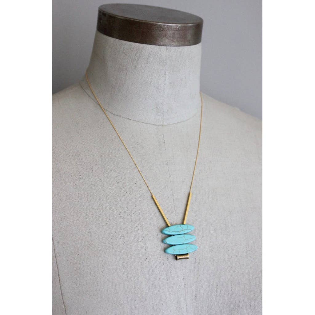 Geometric turquoise ellipse pendant necklace