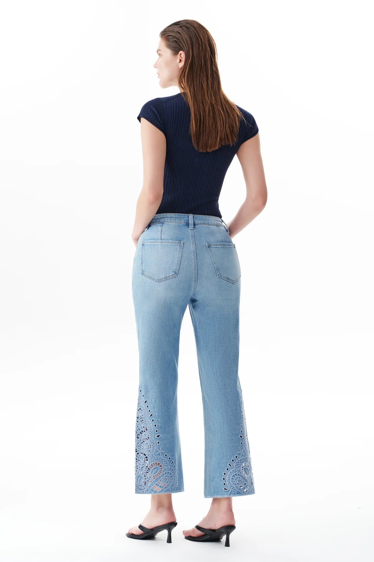 High Rise Embroidered Jeans