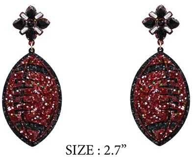 Glitter and Stone Football Earrings