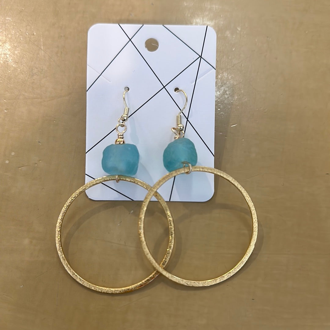 Aqua Sea Glass Earrings