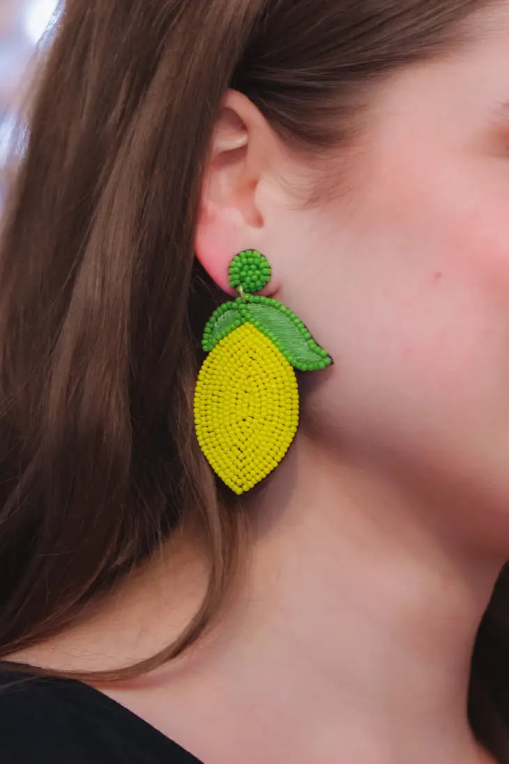Sipping Lemonade Beaded Earrings