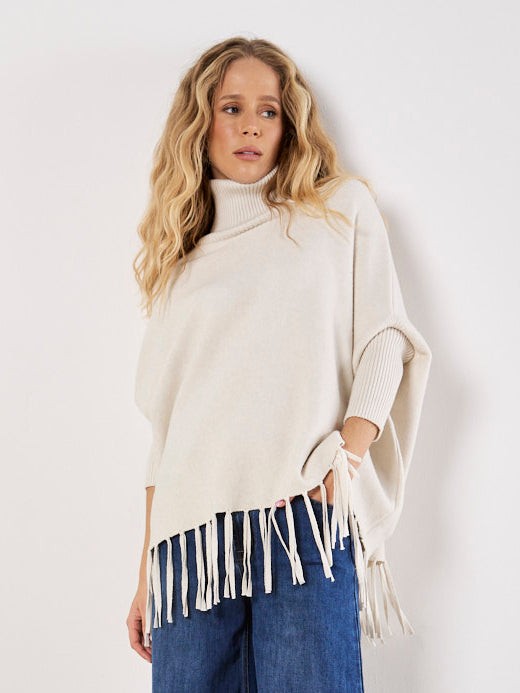 Roll Neck Fringe Sweater