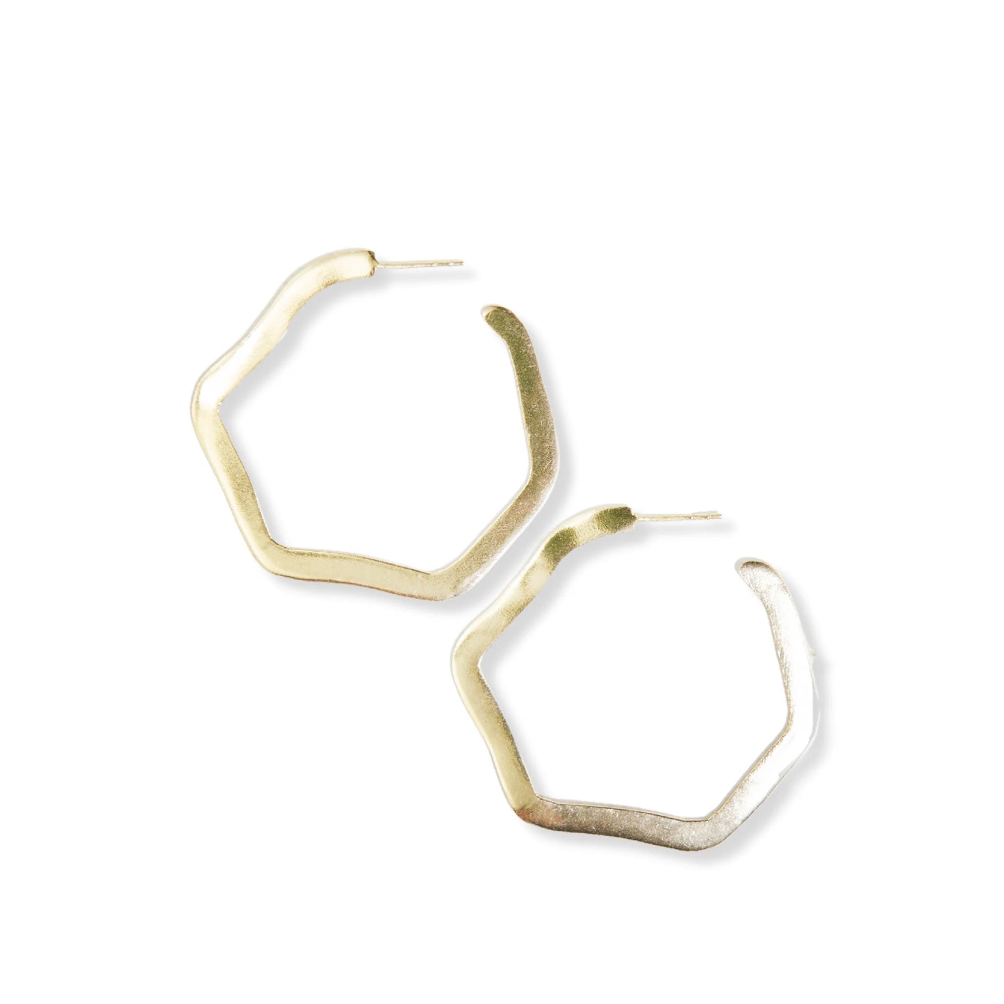 Gretchen Large Wavy Hoop Brass Earrings