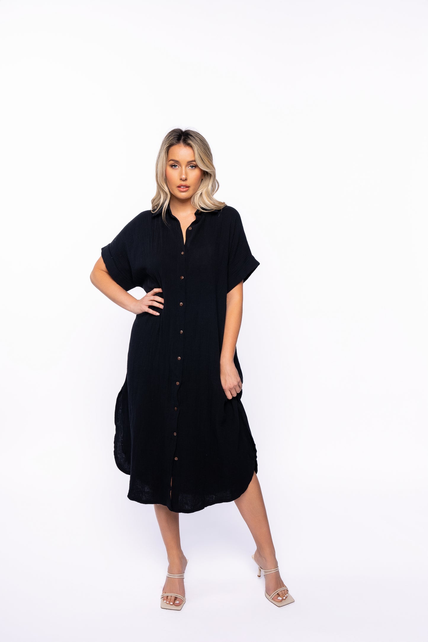 Button Front Gauze Dress