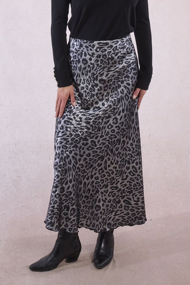 Gray Leopard Print Skirt