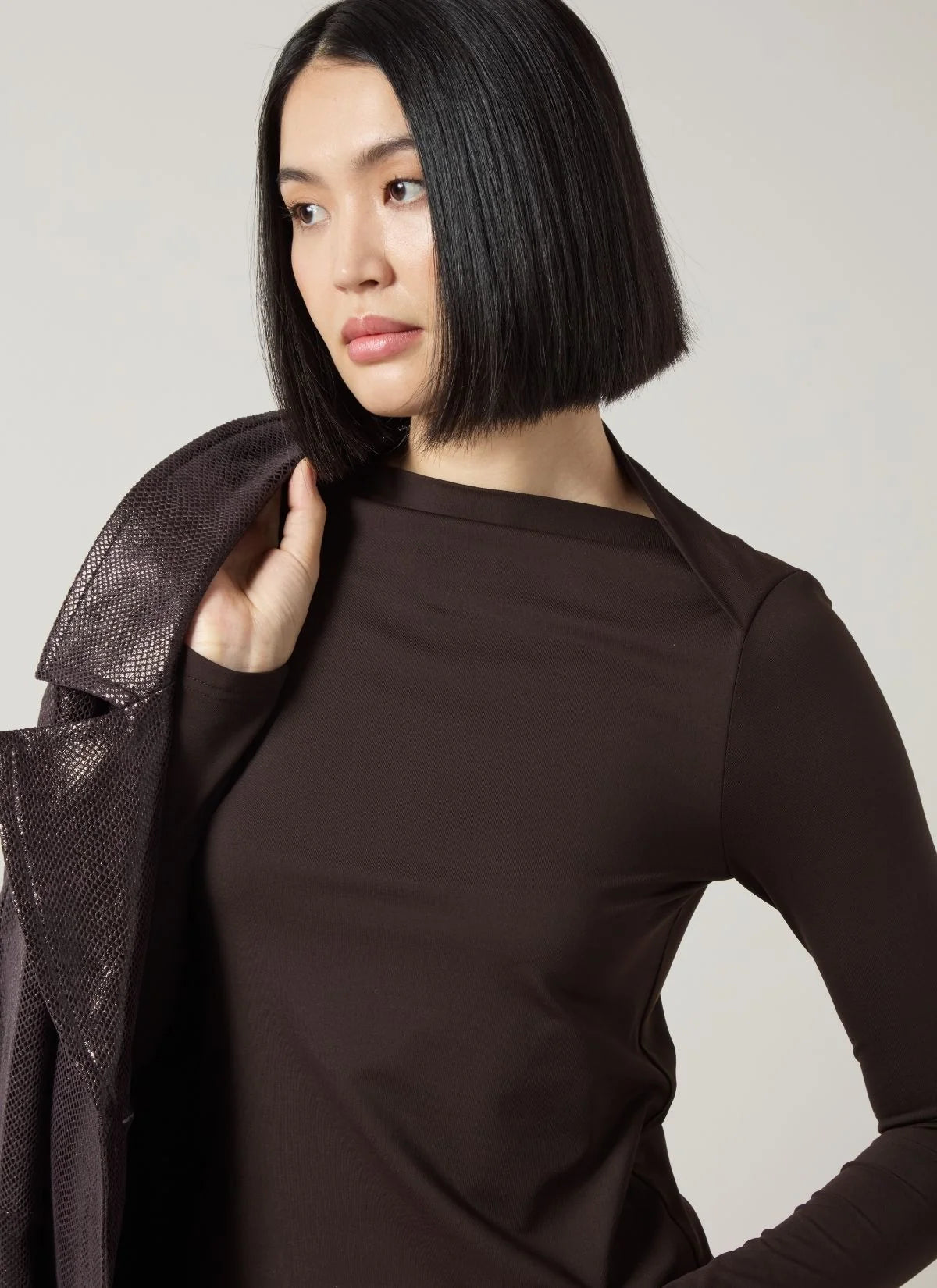 Crossed Boat-Neck Top