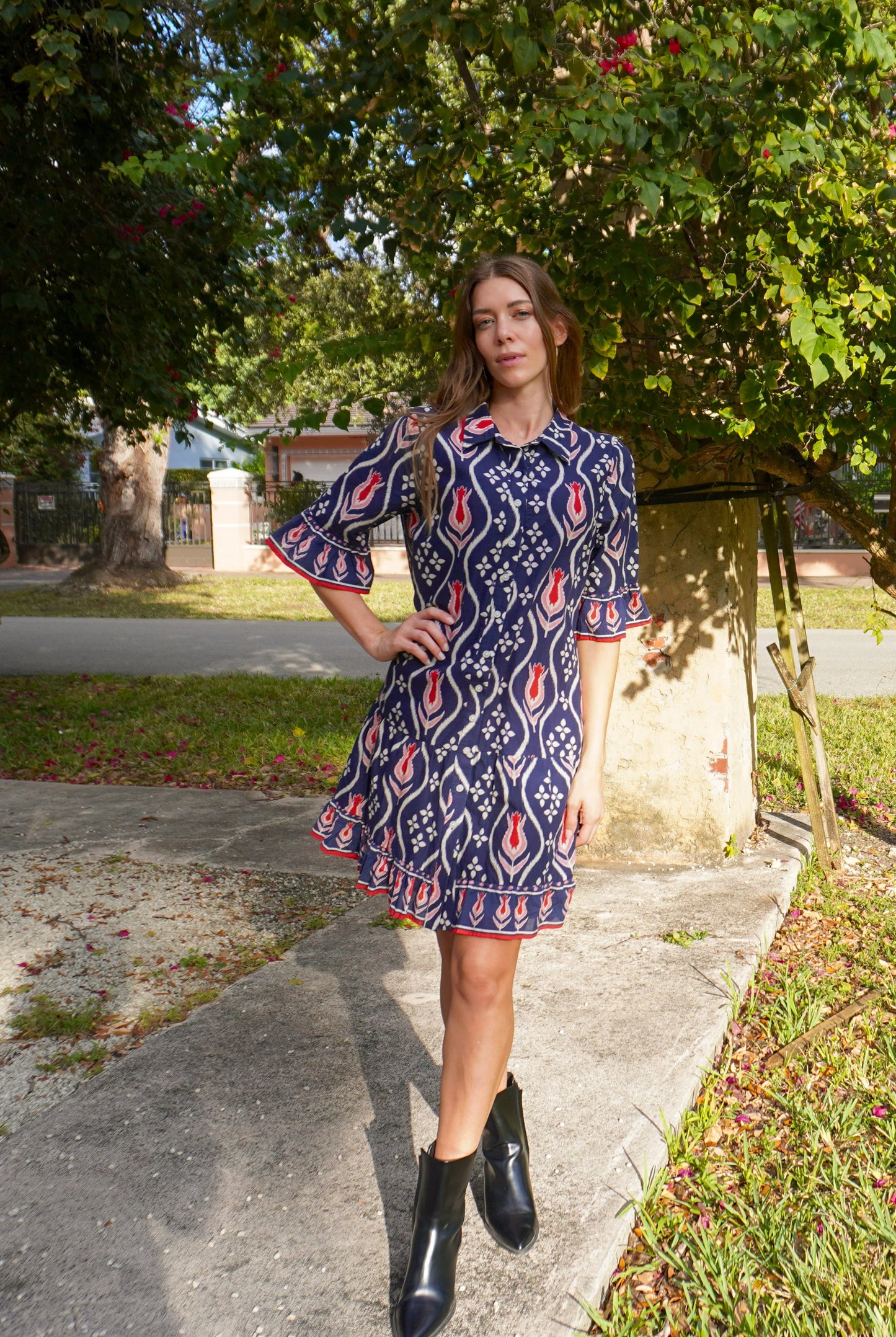 Lisbon Mini Tulip Ikat Dress