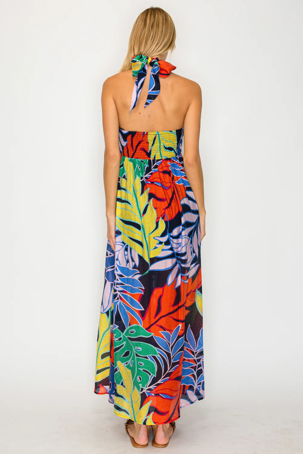 Tropical Halter Maxi Dress