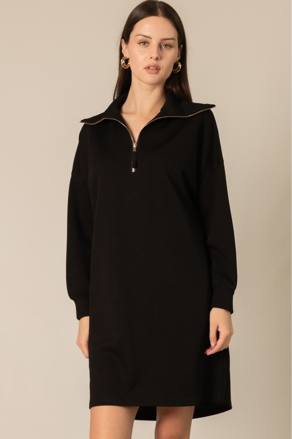 Modal Quarter Zip Up Dress
