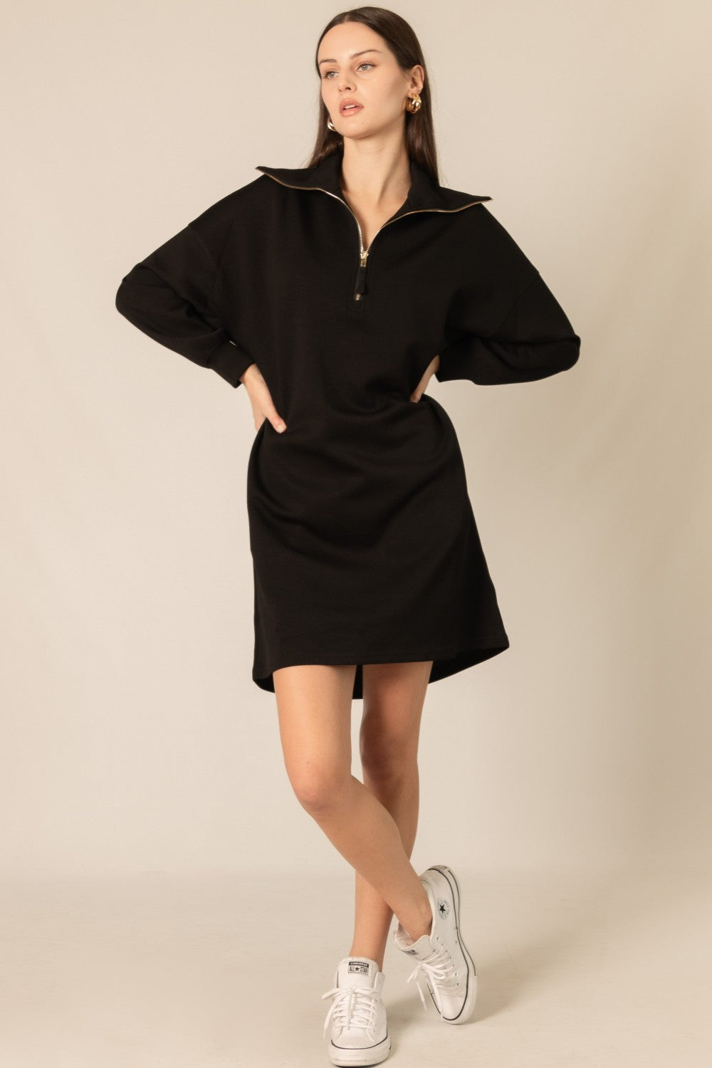 Modal Quarter Zip Up Dress