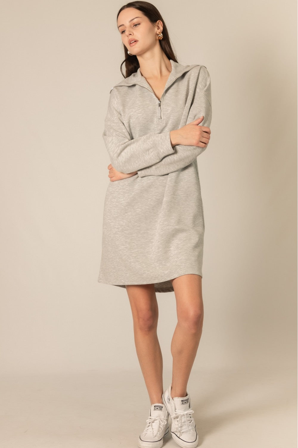 Modal Quarter Zip Up Dress