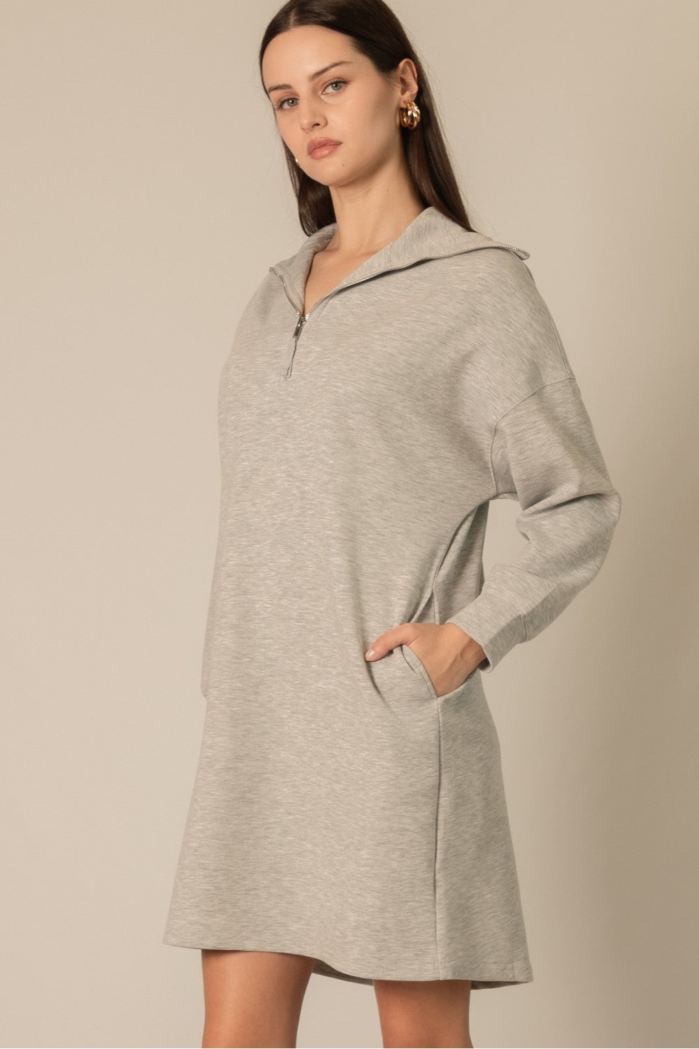 Modal Quarter Zip Up Dress