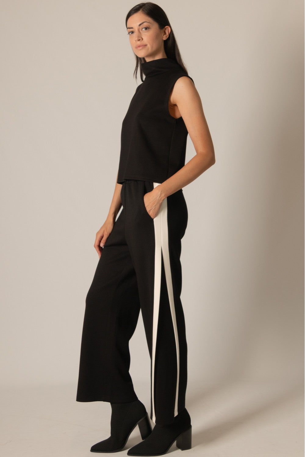 Modal Side Contrast Double Stripe Pant