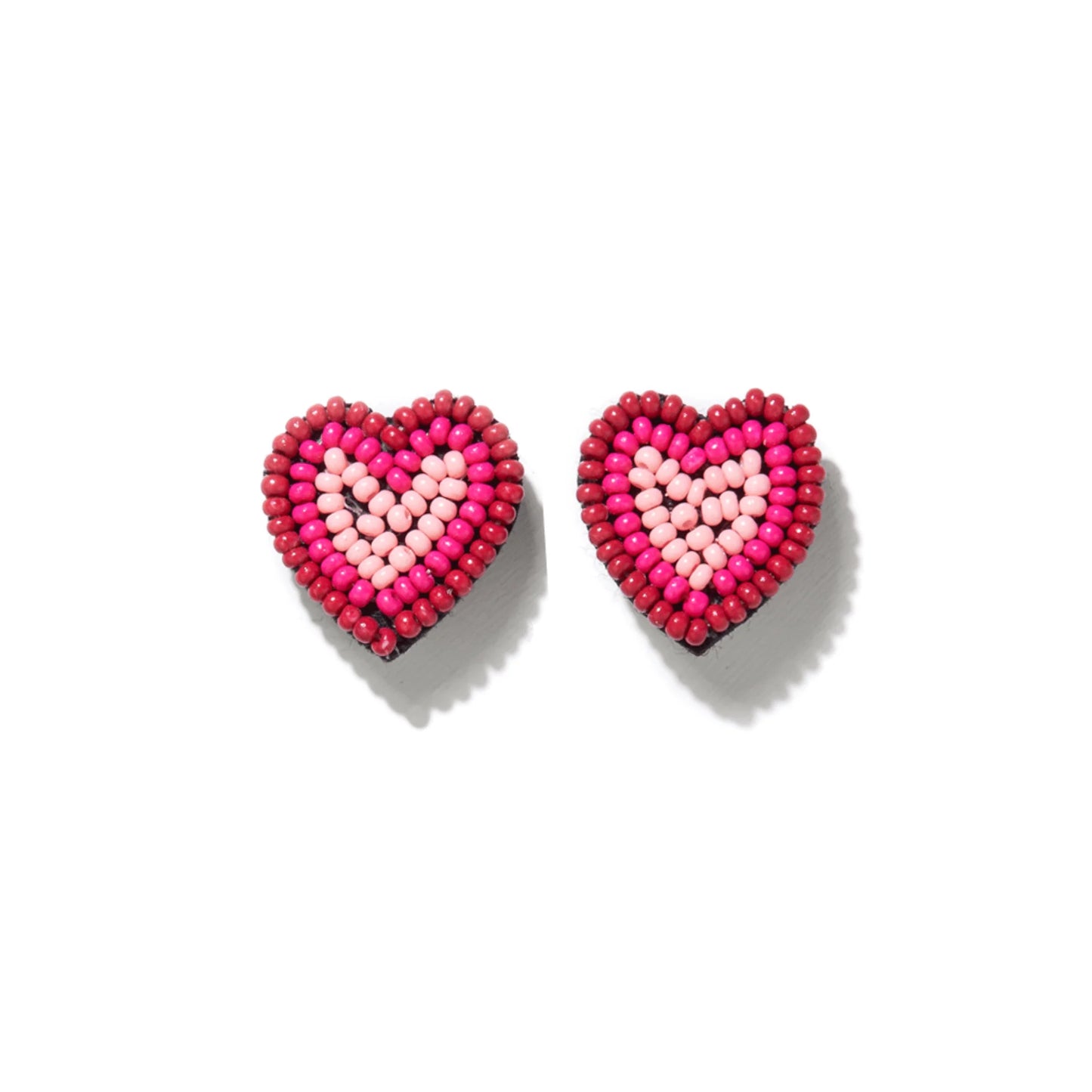 Rose Heart Beaded Post Earrings
