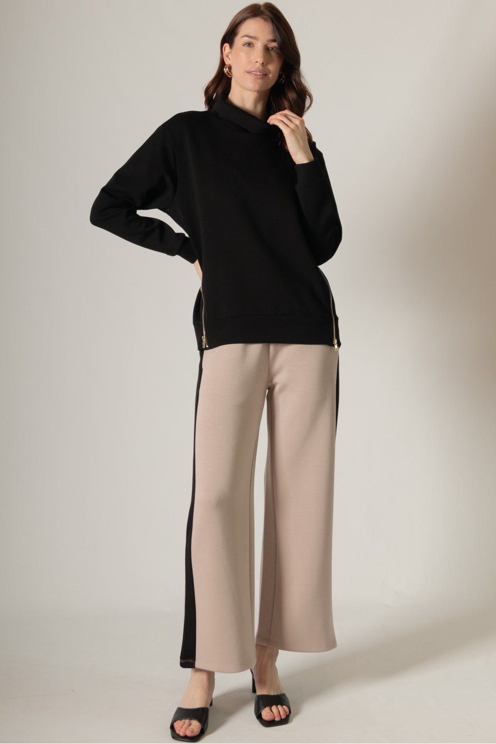 Modal Mock Neck Top w/ Side Zip