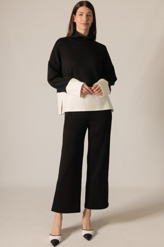 Modal Color Block Mock Neck Shirt