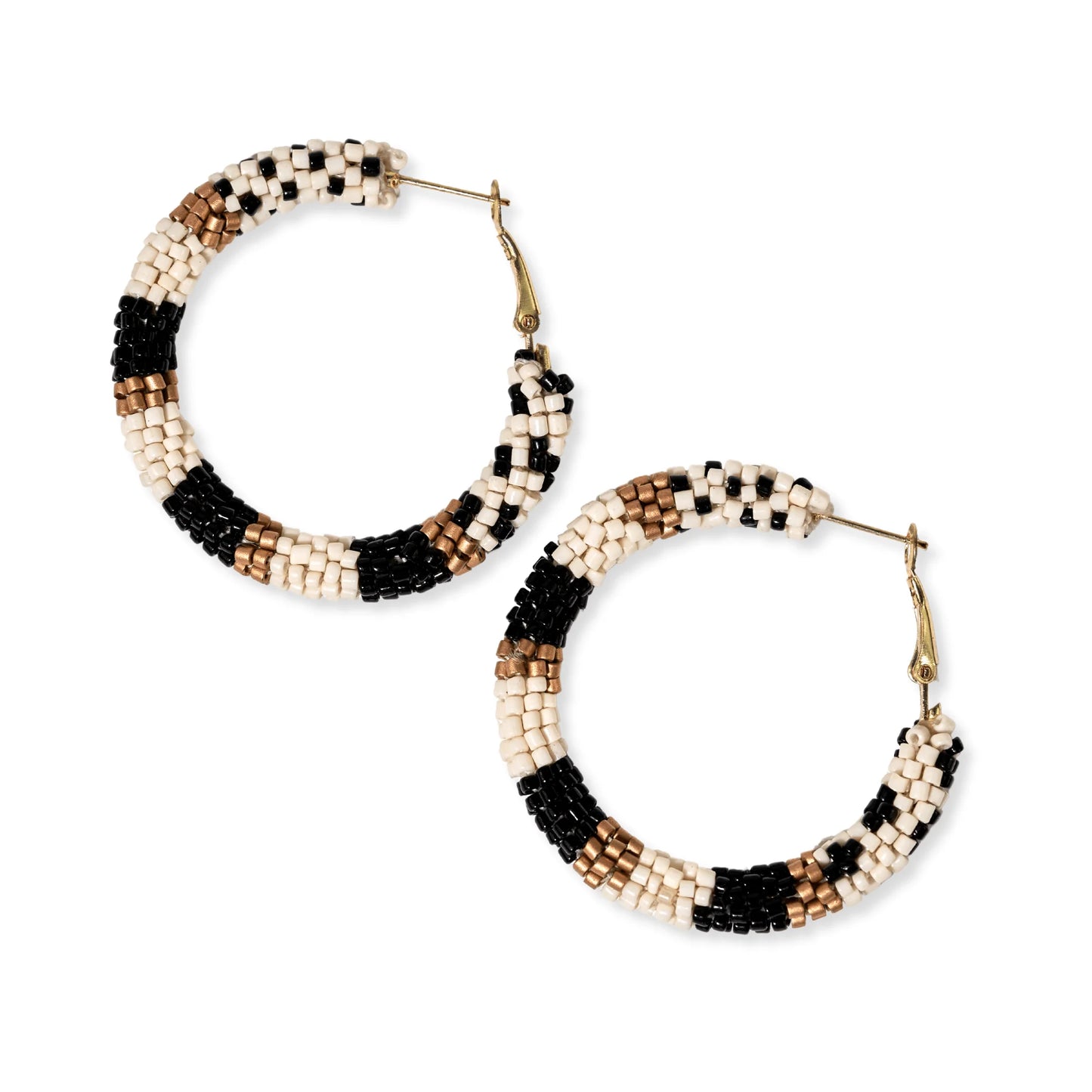 Rosemary Cross And Stripe Beaded Earrings BW