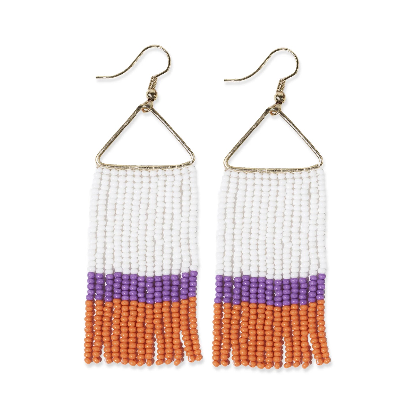 BEADED FRINGE EARRINGS PURPLE ORANGE
