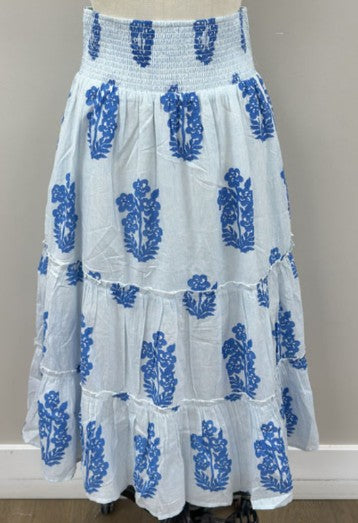 Blue and White Floral Skirt