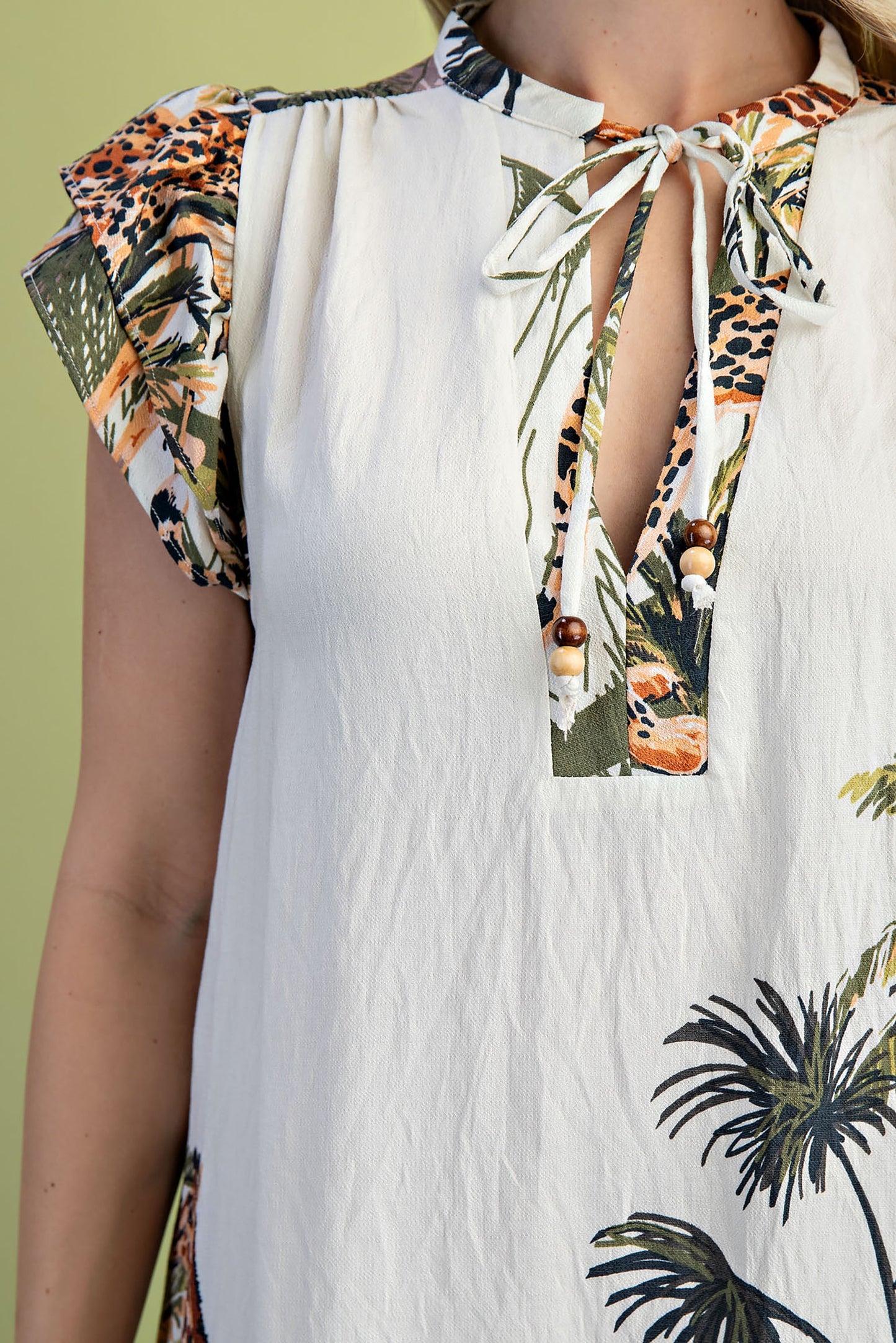White Safari Print Dress