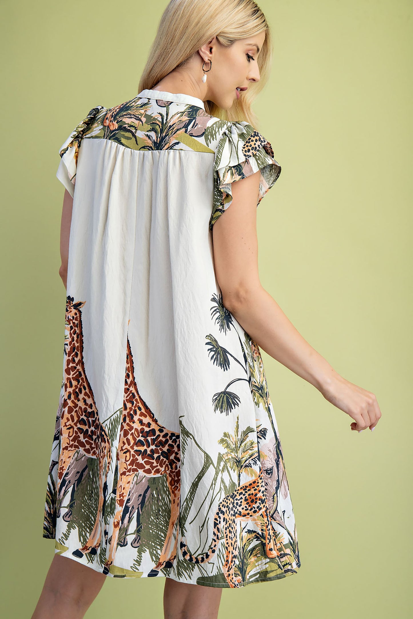 White Safari Print Dress