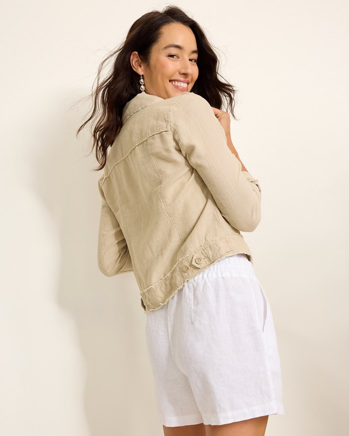 Palms Raw Edge Linen Jacket