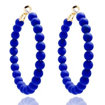 Matte Beaded Hoop Earring