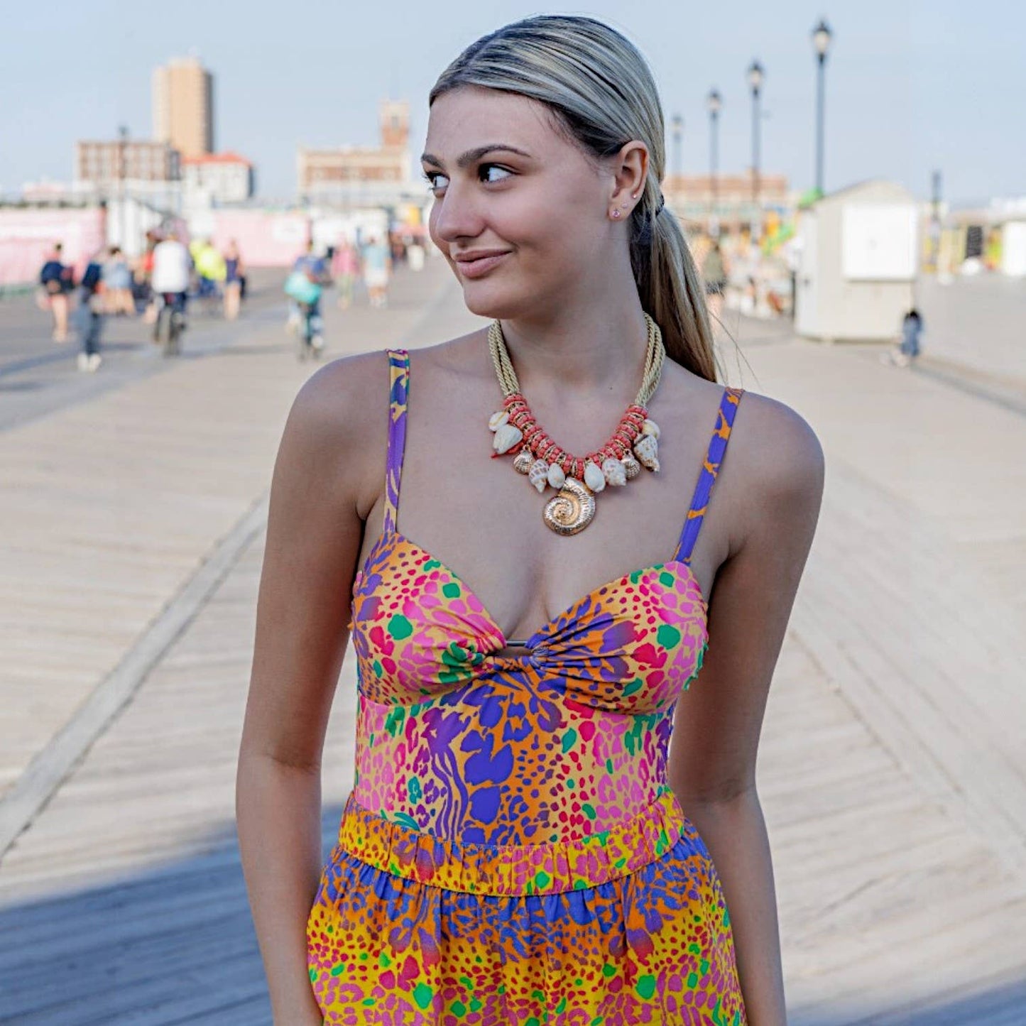 Rope and Turquoise Shell Necklace