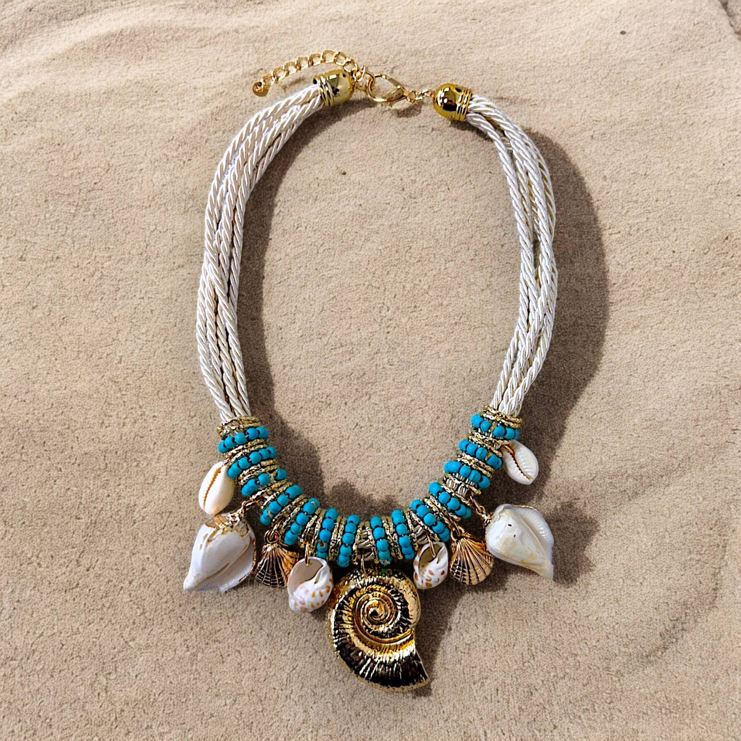 Rope and Turquoise Shell Necklace