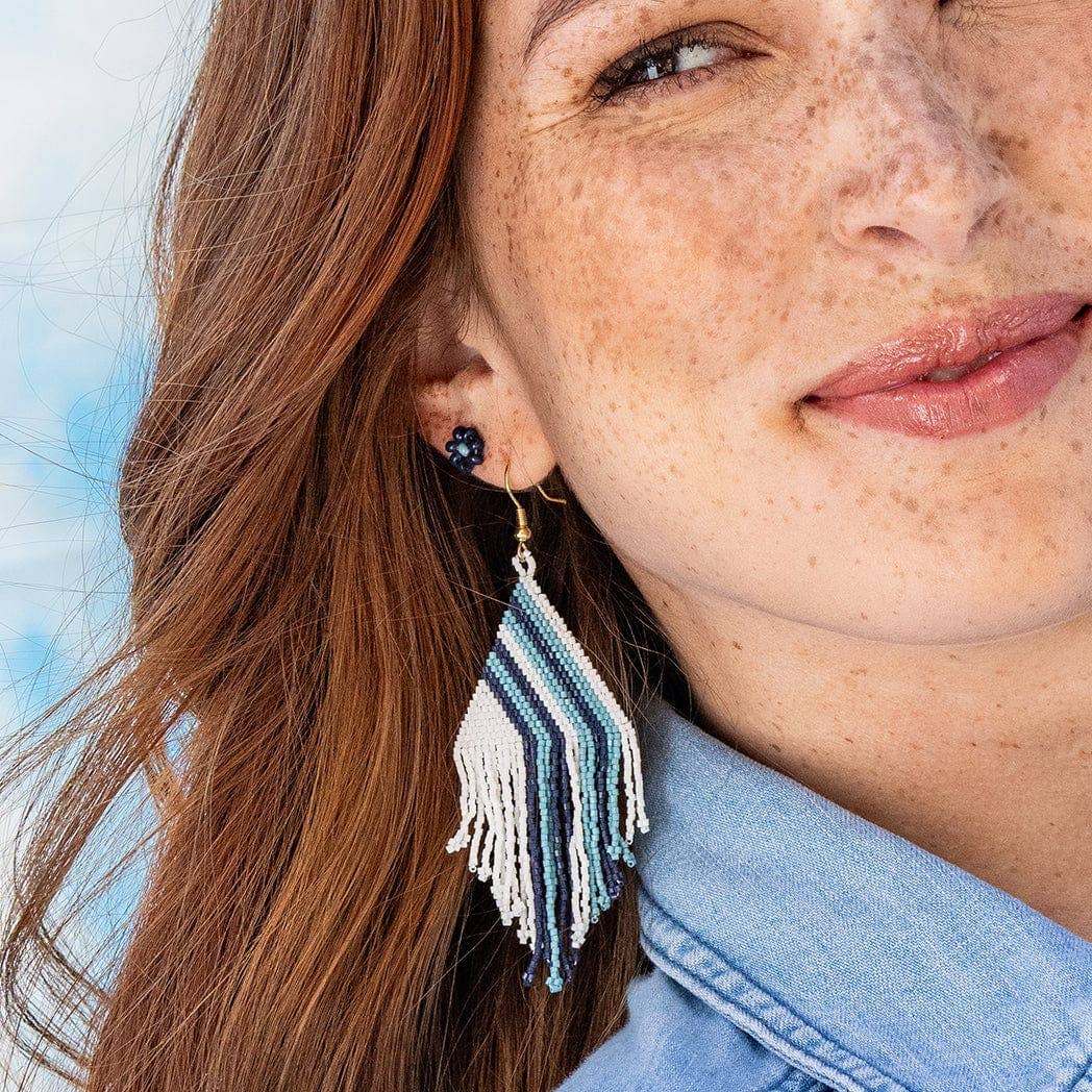 Haley Game Day Falling Lines Beaded Fringe Earrings