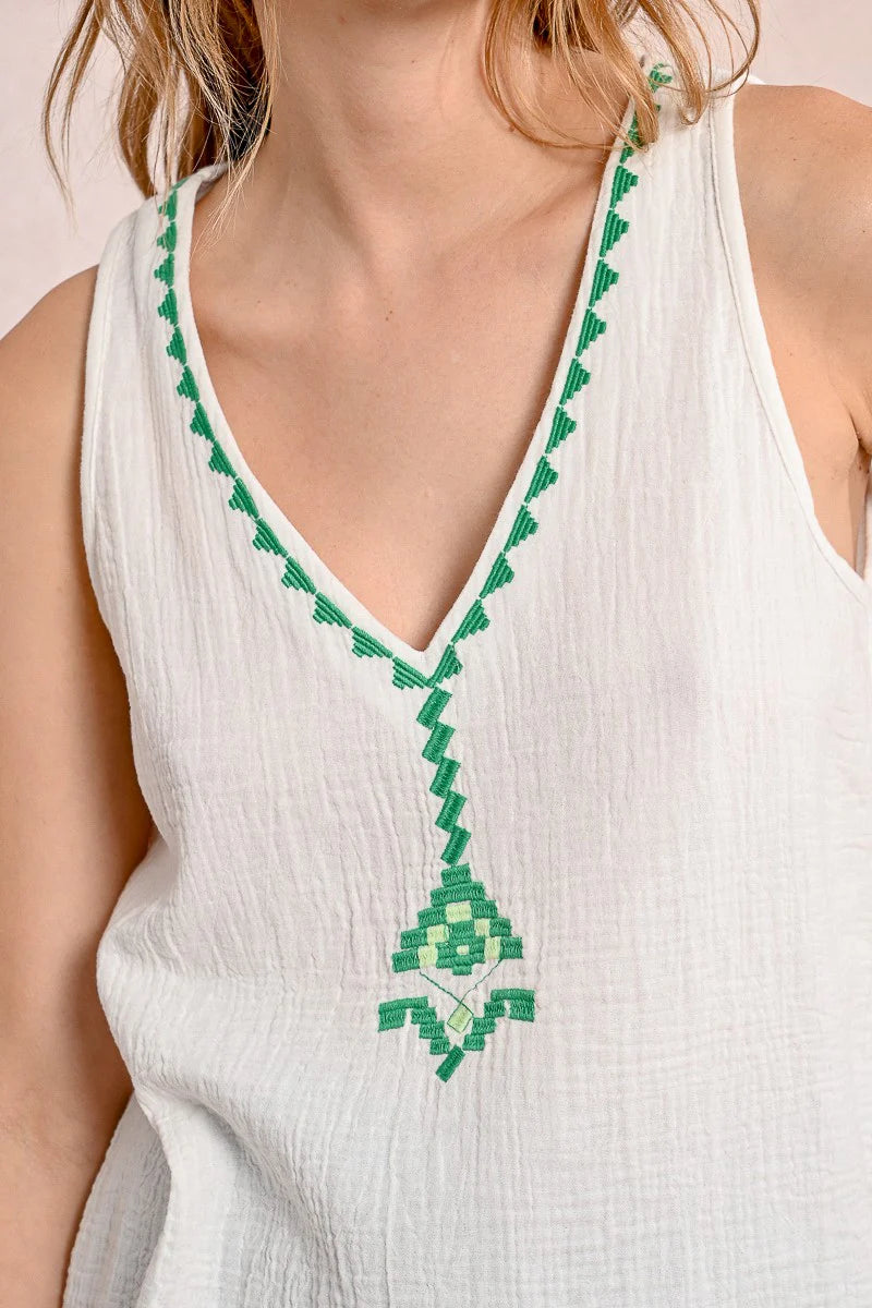 Poplin Embroidered Tank Top