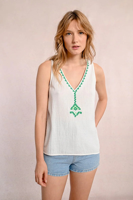 Poplin Embroidered Tank Top