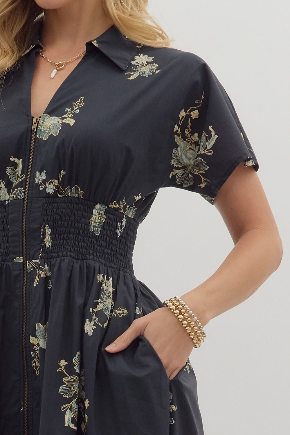 Paisley Print Smocked Midi Dress